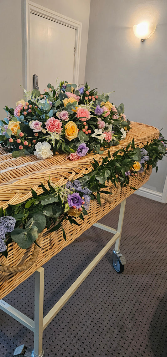 Spray and coffin garland.